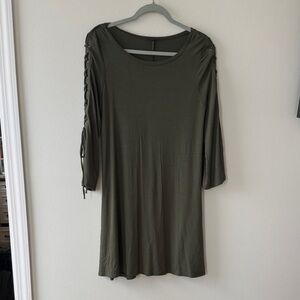 Express Olive Lace-Up Sleeve dress